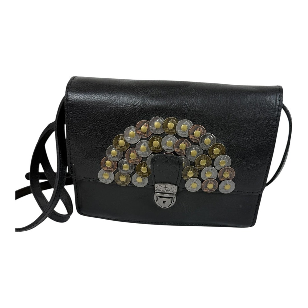 Patricia Nash Lanza Bag Womens Small Black Studded Coin Crossbody Leather Purse